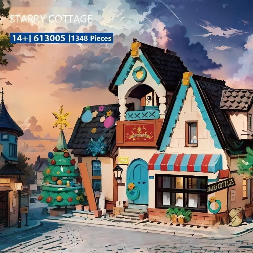 Starry Cottage Building Block Set for Kids, ABS Plastic Indoor Decoration Toy